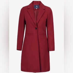 Chic Scarlet Wool Women's Coat